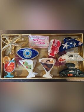 Summer Fun hair clips - sardines Lobster martini